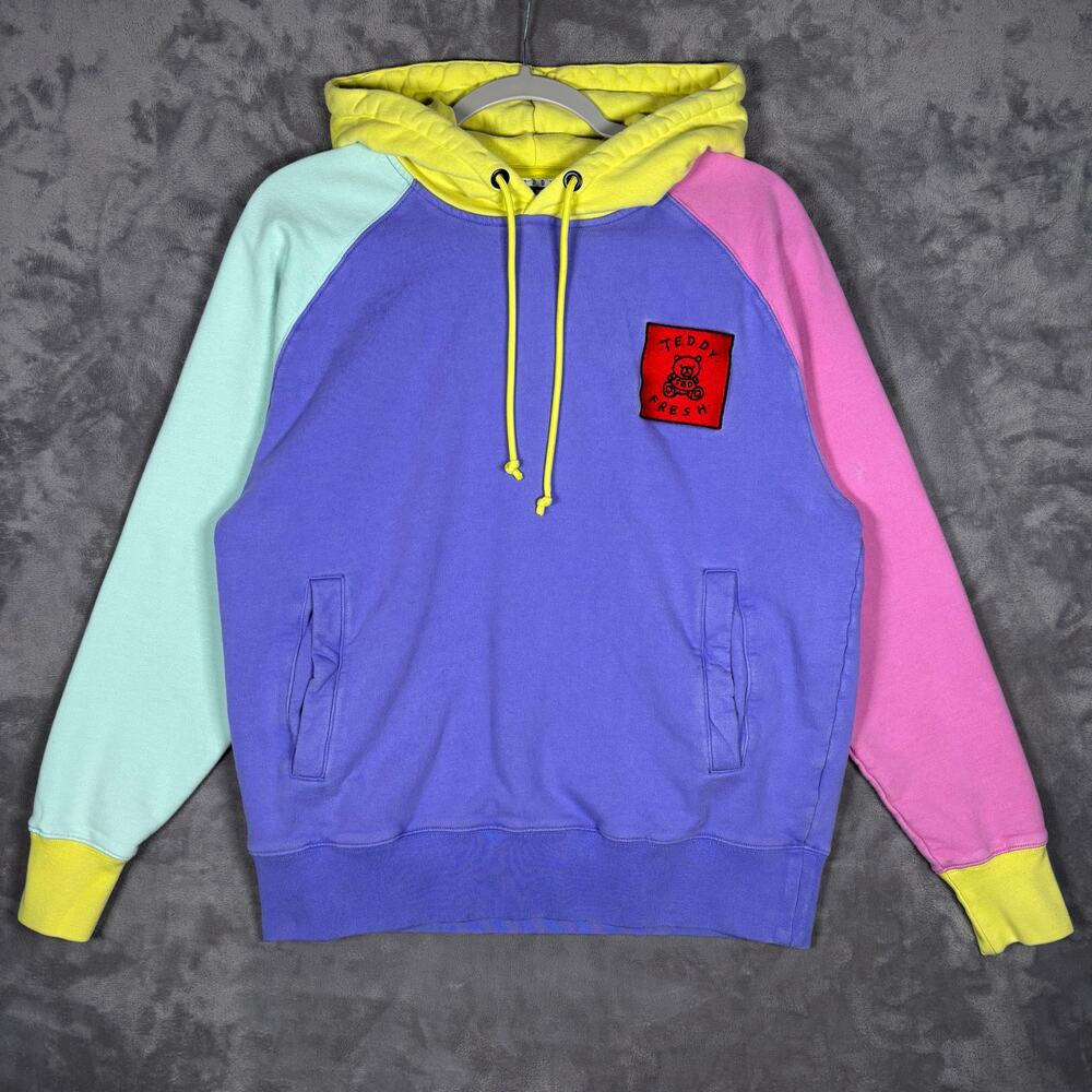 Teddy Fresh Colorblock Hoodie Purple Pink Mint Yellow – Size S